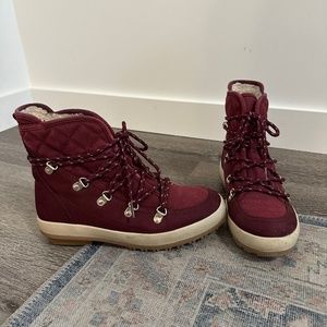 Call It Spring Red Lace-up Winter Boots Sz 7